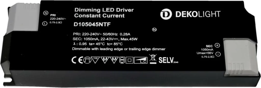 Alimentation LED BASIC Deko-Light 45W 1050mA CC D105045NTF 862210