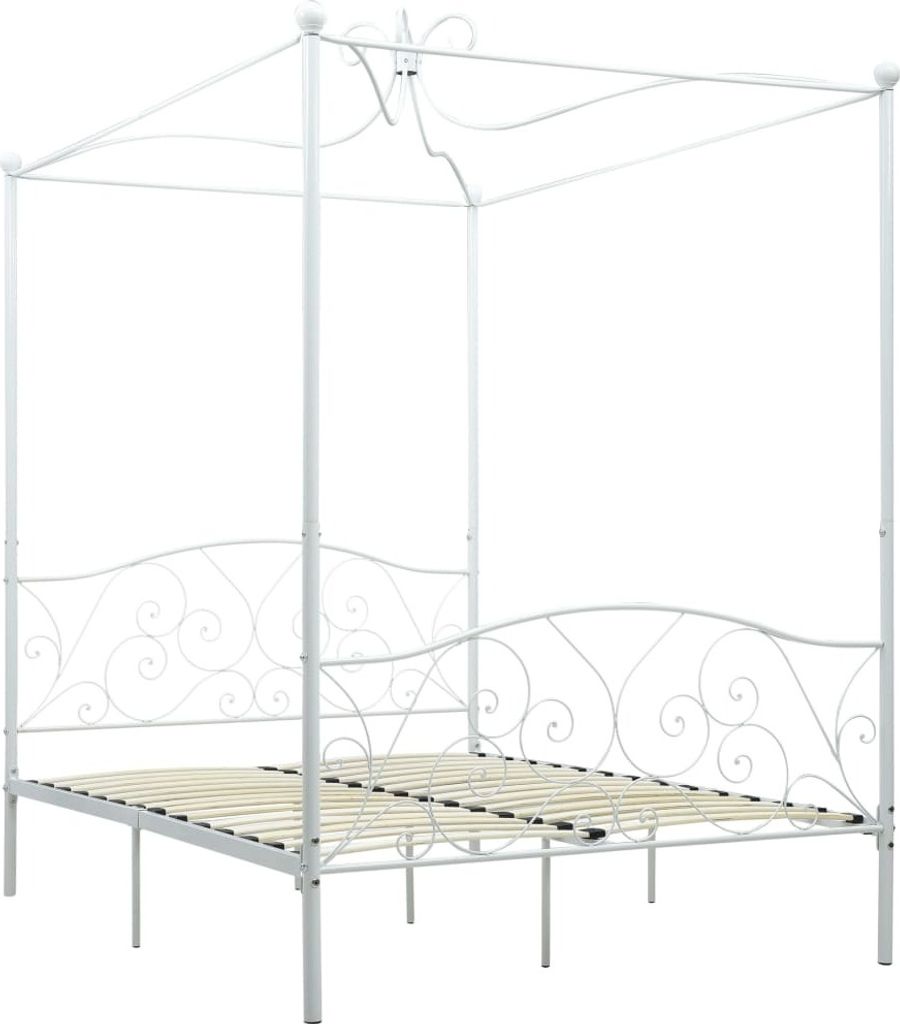 vidaXL Himmelbett-Gestell Weiß Metall 140 x 200 cm Produktbild 