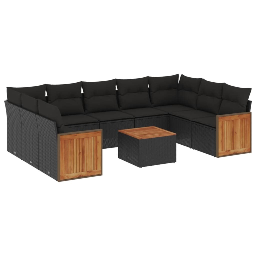 "WINTER SALE" 10-tlg. Garten-Lounge-Set - elegantes Design - Sitzgruppe/Gartengarnitur - mit Kissen Schwarz Poly Rattan - Terassenmöbel NeuMöbel7...