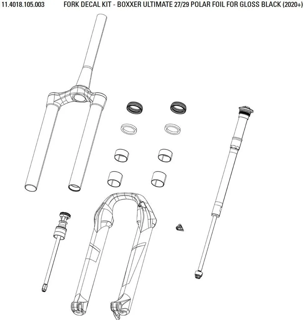 Kit Autocollants Argent Rockshox Boxxer Ultimate pour VTT DH 27.5-29''