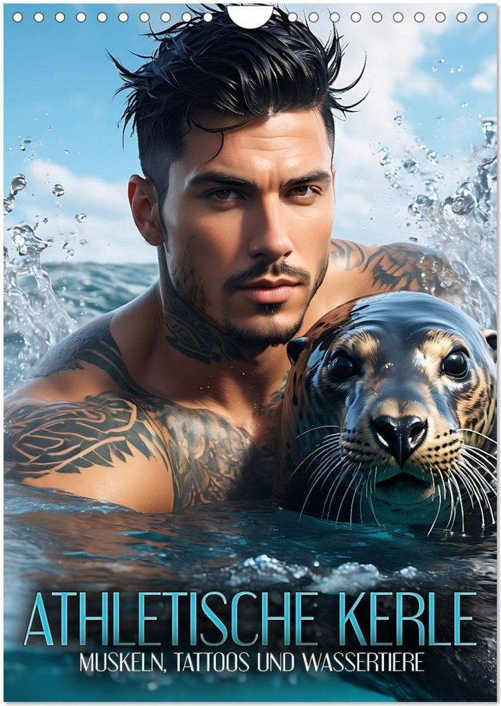 Athletische Kerle - Muskeln, Tattoos und Wassertiere (Wandkalender 2026 DIN A4 hoch), CALVENDO Monatskalender