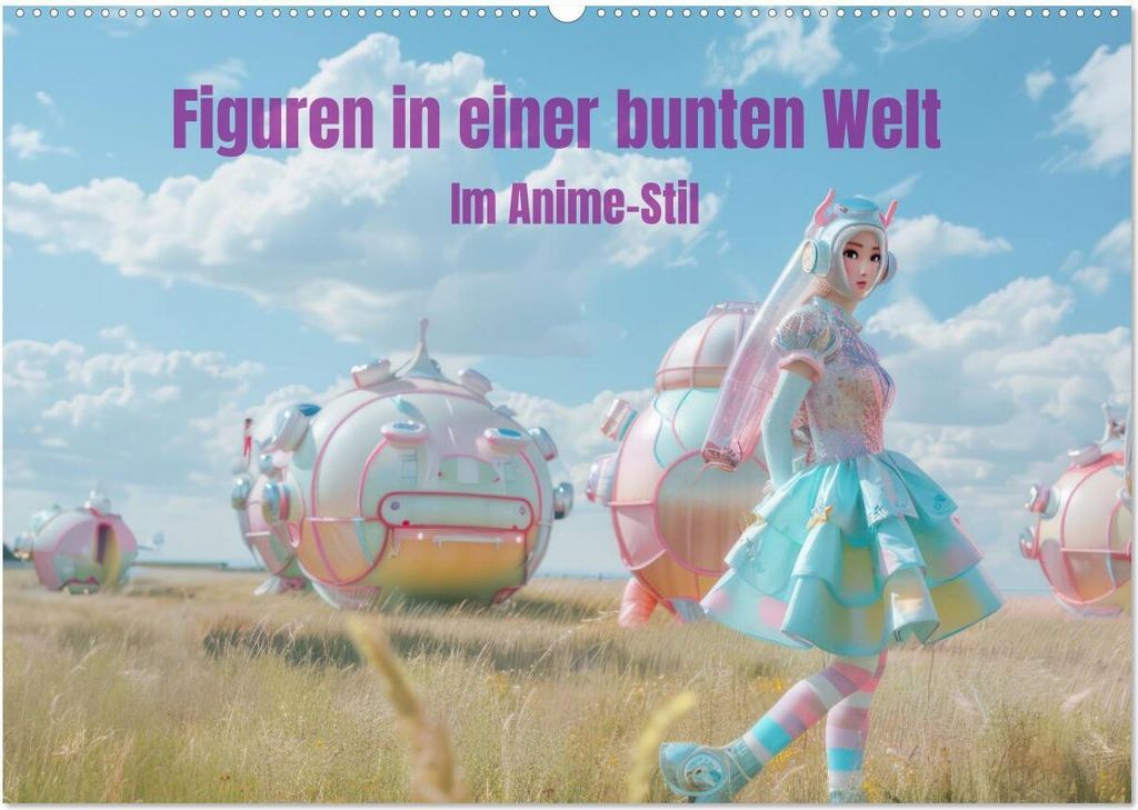 Figuren in einer bunten Welt - Im Anime-Stil (Wandkalender 2026 DIN A2 quer), CALVENDO Monatskalender