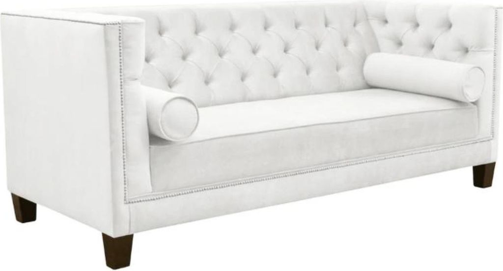 Dreisitzer Stoff Wohnzimmer weiß Couchen Polster Sofa Sofas Chesterfield couch