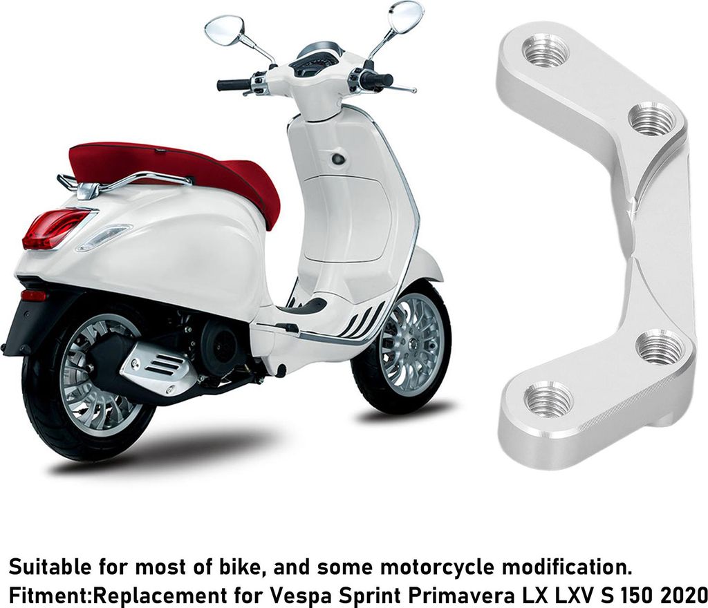 Motorrad-Bremssattel-Adapter, Rotor-Adapter, Ersatz für Vespa Sprint Primavera LX LXV S 150 2020, Silber