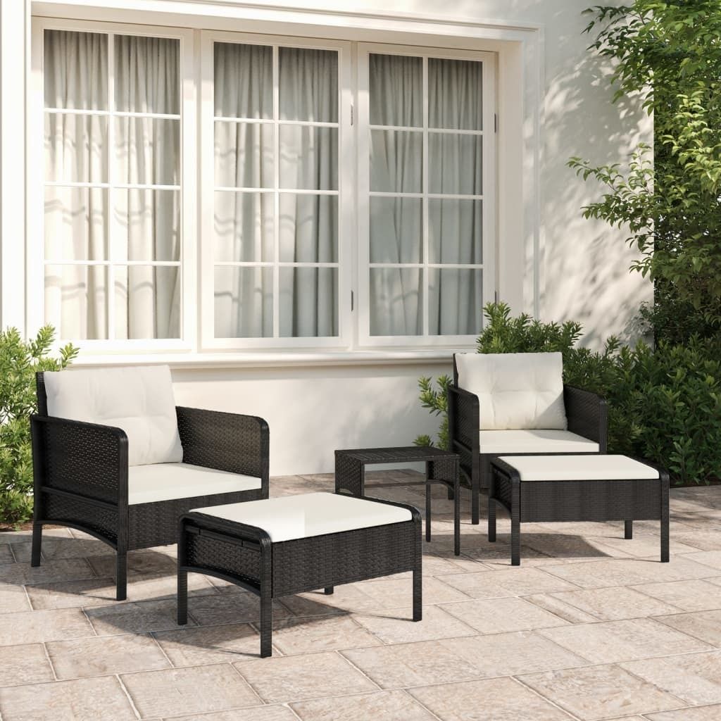 Maison Exclusive - 5-tlg. Garten-Lounge-Set mit Kissen Schwarz Poly Rattan