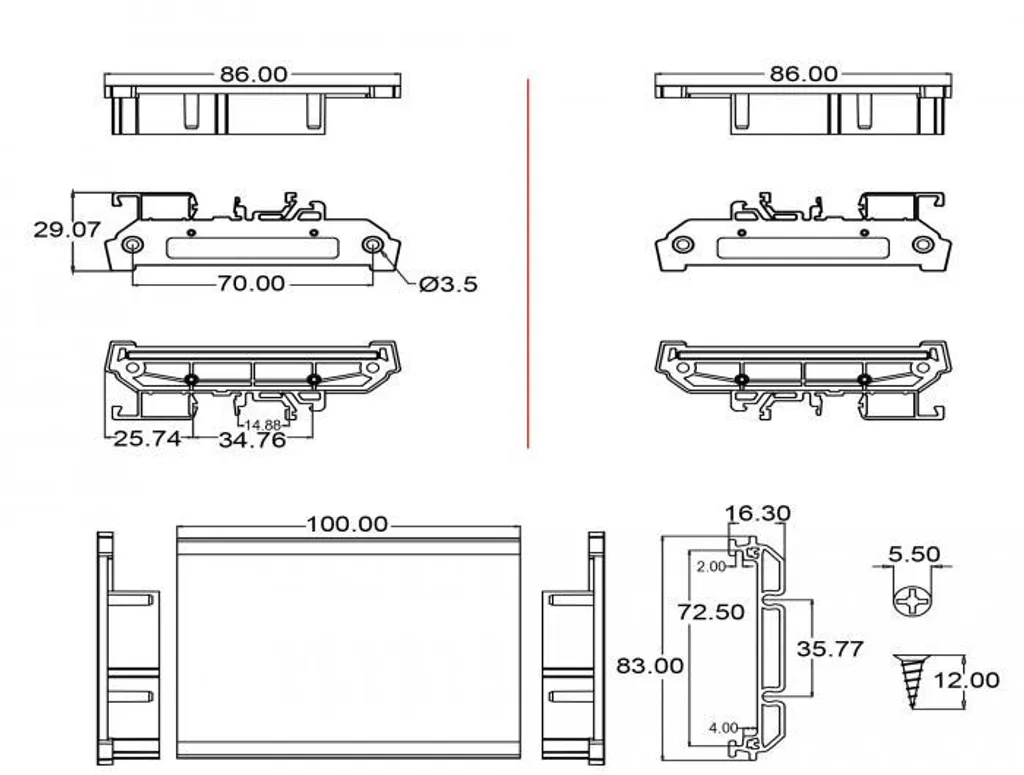 Porte-carte électronique pour rail DIN 72mm x 10cm - Support PCB Robuste - 10