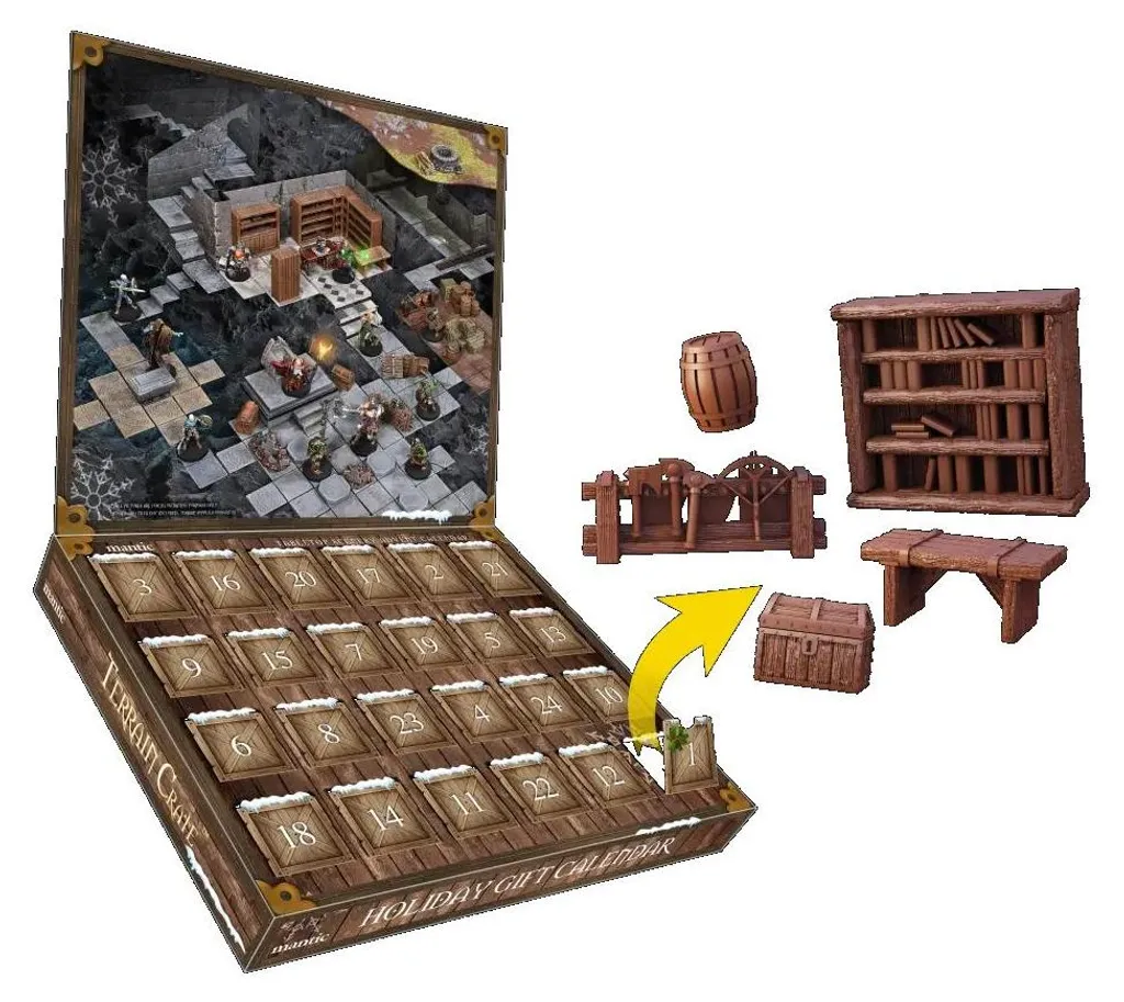 Terrain Crate RPG Donjon Scène Calendrier de l'Avent pour Rôlistes 24pcs