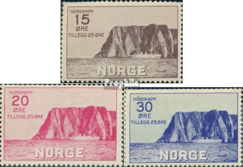 Briefmarken Norwegen 1930 Mi 159-161 (kompl.Ausg.) mit Falz Nordkap
