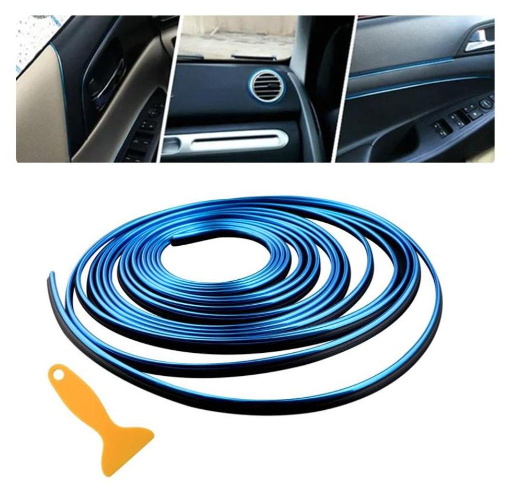 Interieur-Streifen fürs Auto, blau, 5 m + Montagewerkzeug