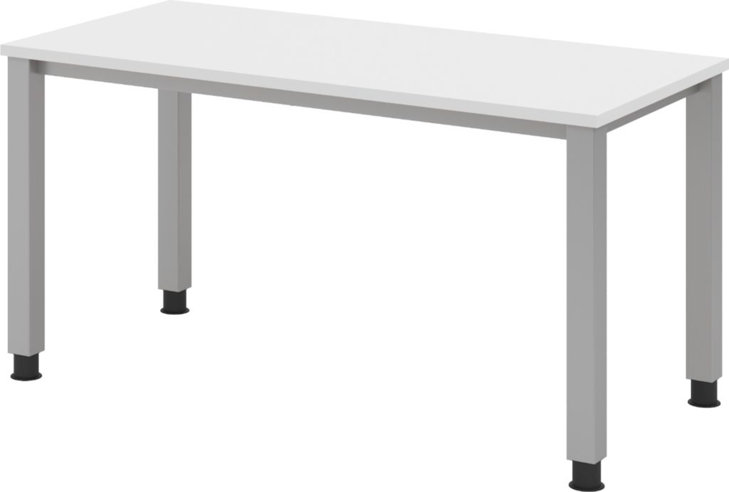 bümö Schreibtisch Serie-Q (Mini) - Nachbildung: Weiß, Gestell: Silber, Größe: 140 x 67,2 cm
