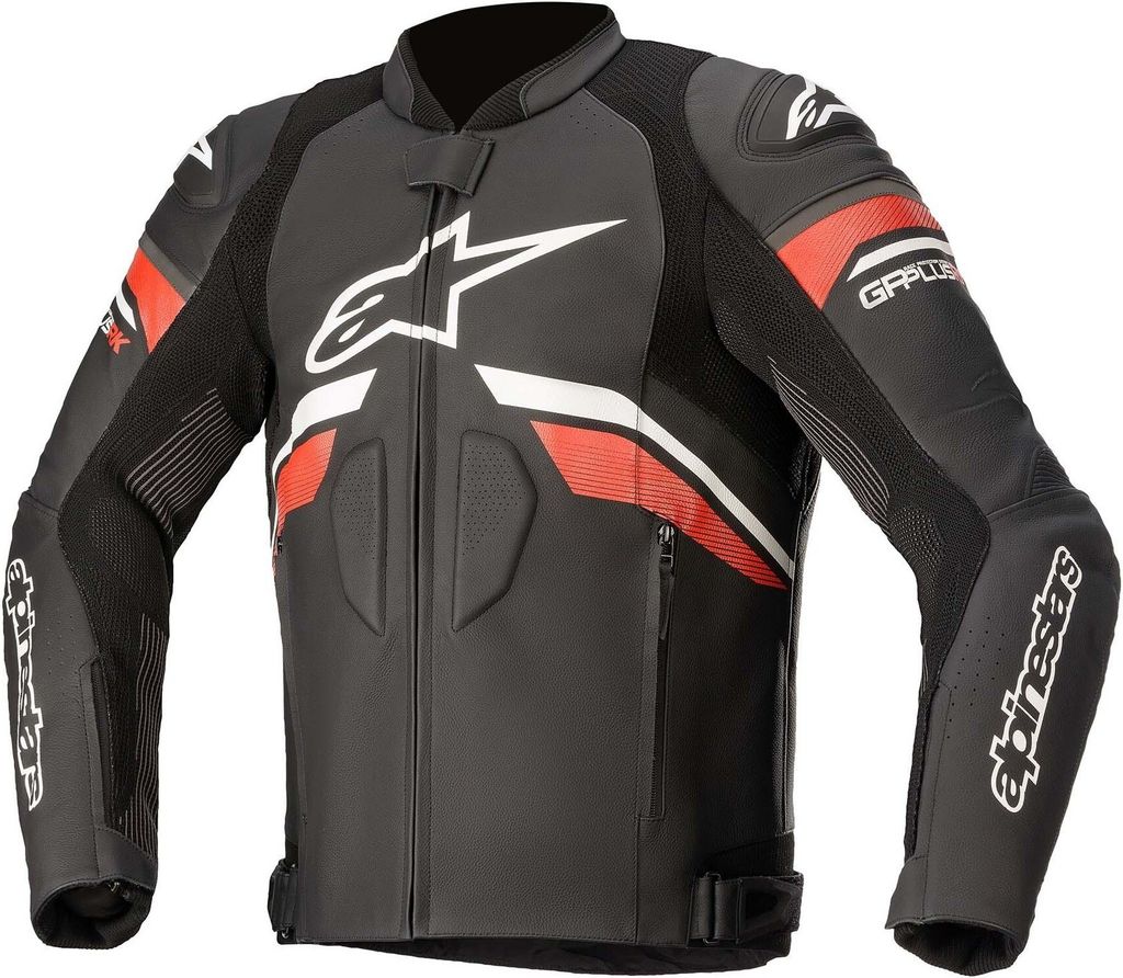 Alpinestars GP Plus R V3 Rideknit Motorrad Lederjacke Farbe: Schwarz/Weiß/Rot, Grösse: 50
