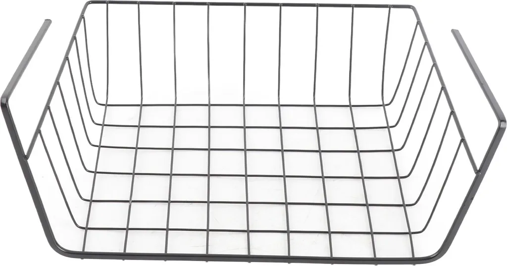 Panier de rangement en métal Noir Robuste sous étagère Format Large