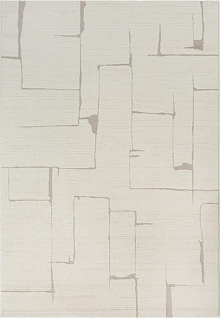 Teppich - 120 x 170 cm - Creme - Beige - mit Hoch- und Tiefstruktur