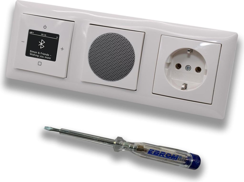 Busch Jäger DAB+ Unterputz Bluetooth (in and out) Radio 8217U-101 Balance SI alpinweiß, Komplett-Set mit Lautsprecher, Abdeckungen, Steckdose, Ra...