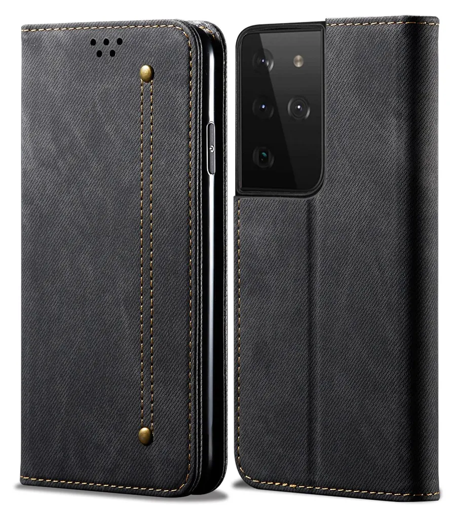 Custodia Samsung S21 Ultra 5G: Portafoglio LaimTop in Pelle Nera