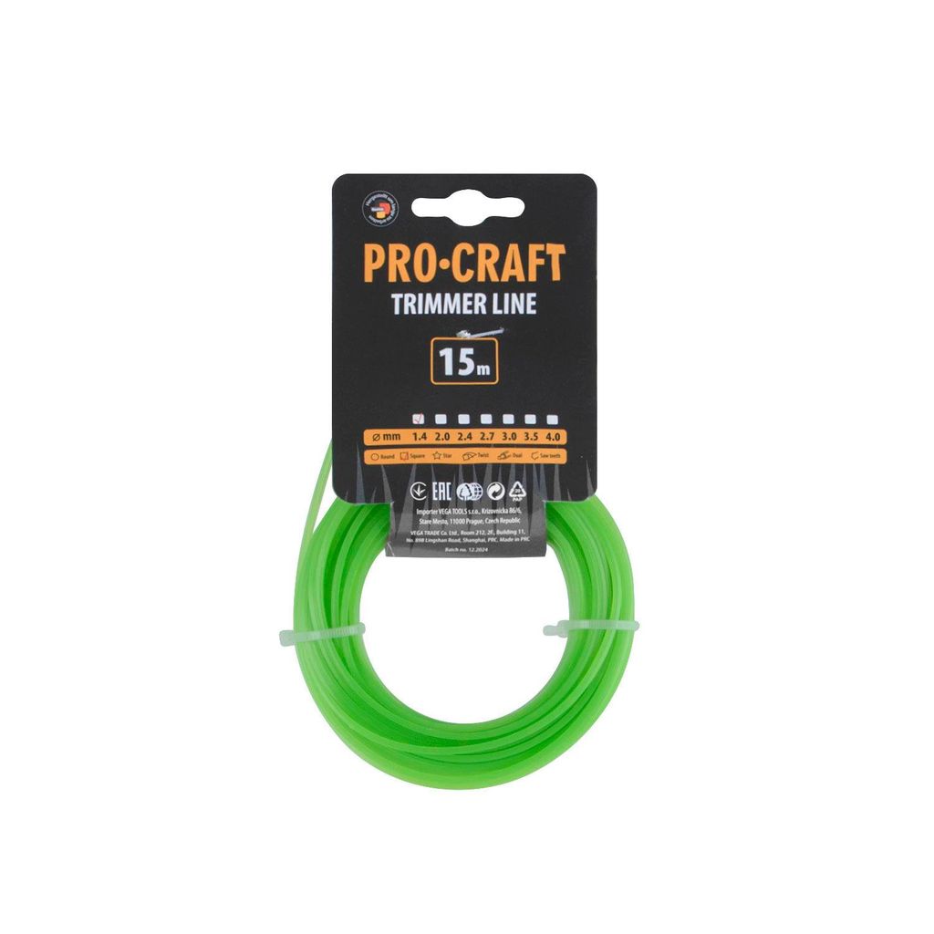 Struna žací (1.4mm) (15m) čtverec PROCRAFT KV-1.4/15 Obrázek produktu 