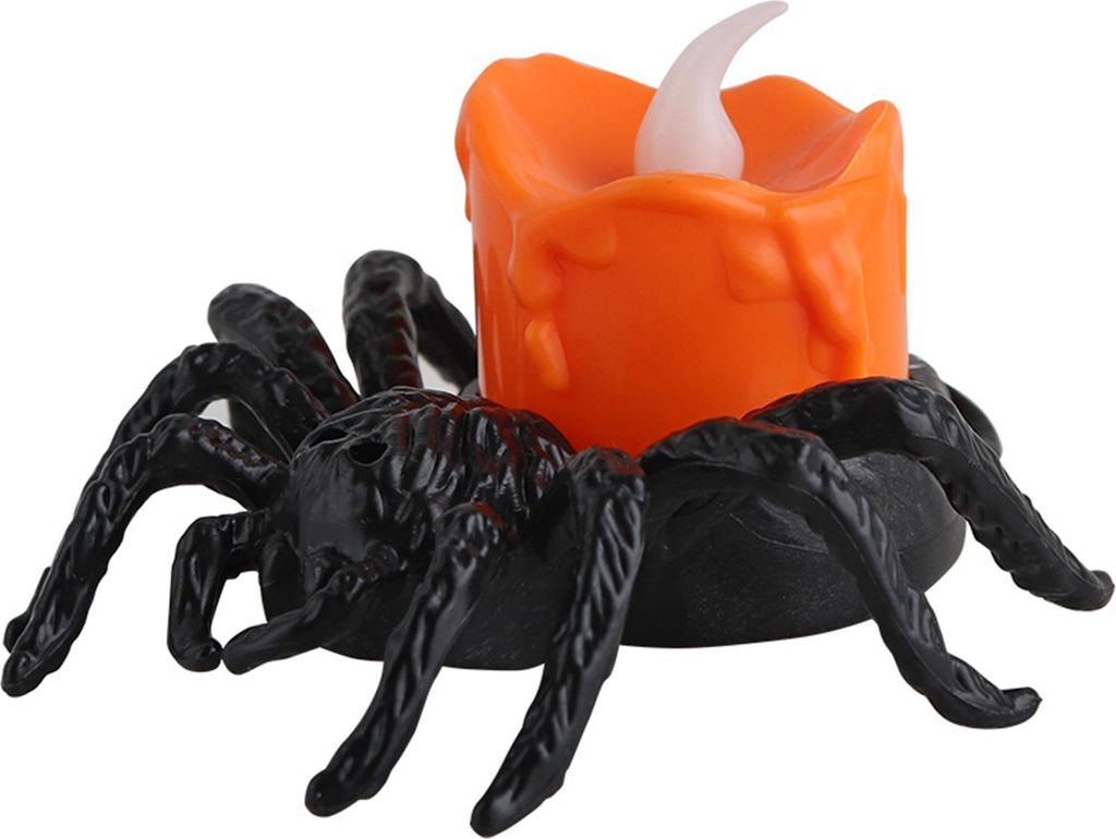 Flammenlose LED-Kerzenlichter, Halloween-Spinnen-Teelicht-Dekoration, batteriebetrieben, 3D-elektrisch flackernde künstliche Kerze für die Innene...