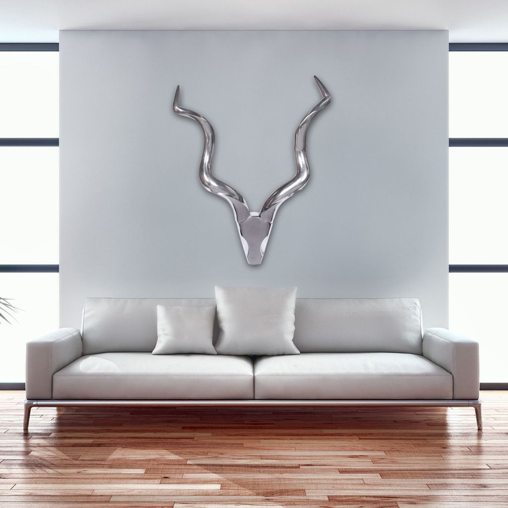 Hirschgeweih Wanddekoration 80 cm Alu moderne Deko silber Produktbild 4