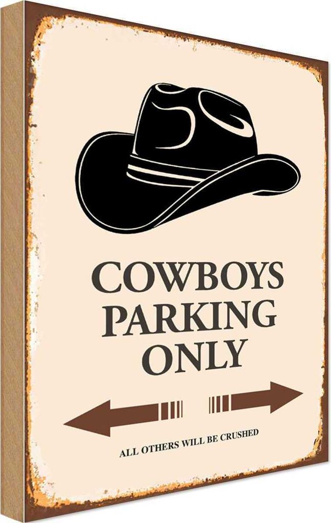 vianmo Holzschild 18x12 cm Cowboys parking only Warnschild Hinweisschild