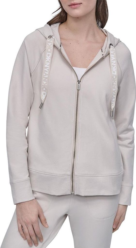 Dkny Two Tone Logo Reißverschlusspullover Beige M Frau Beige M