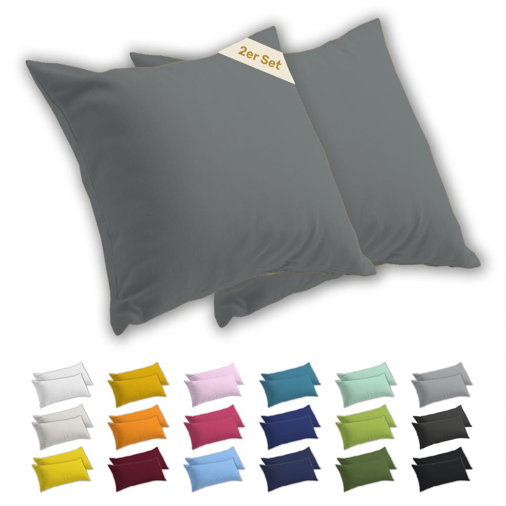 Lavea® 2er Set Kissenbezug 40x40 cm, 100% Baumwolle Jersey, Produktbild 