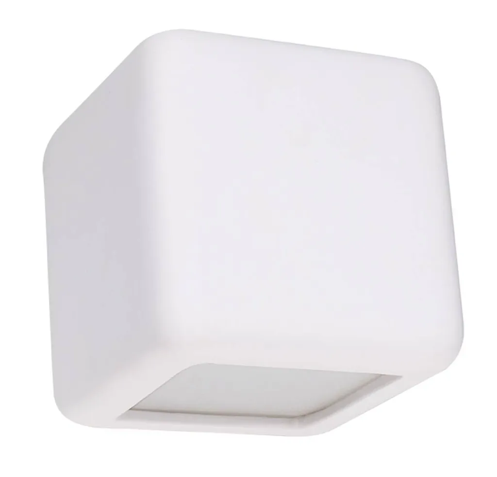 Applique in Ceramica Bianca NESTA 14cm Sollux - Lampada Cubica E27