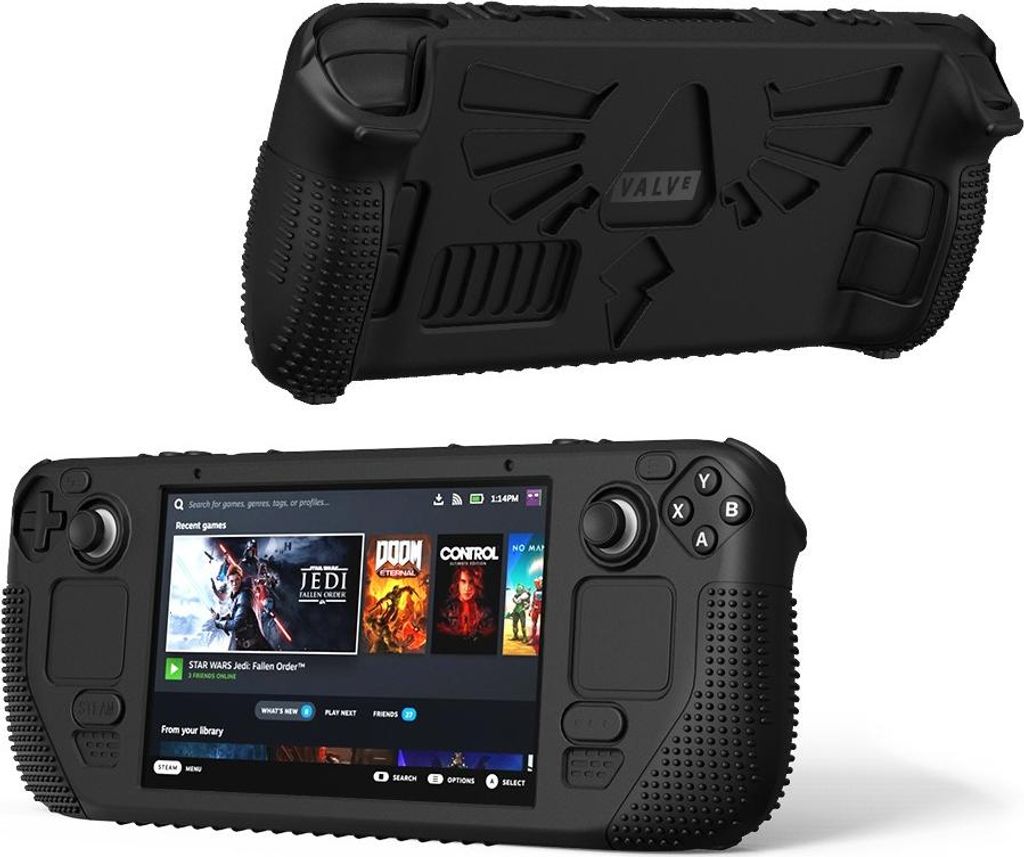 INF Silikon Schutzhülle für Steam Deck – Stoßfest, Rutschfest, Schwarz Schwarz