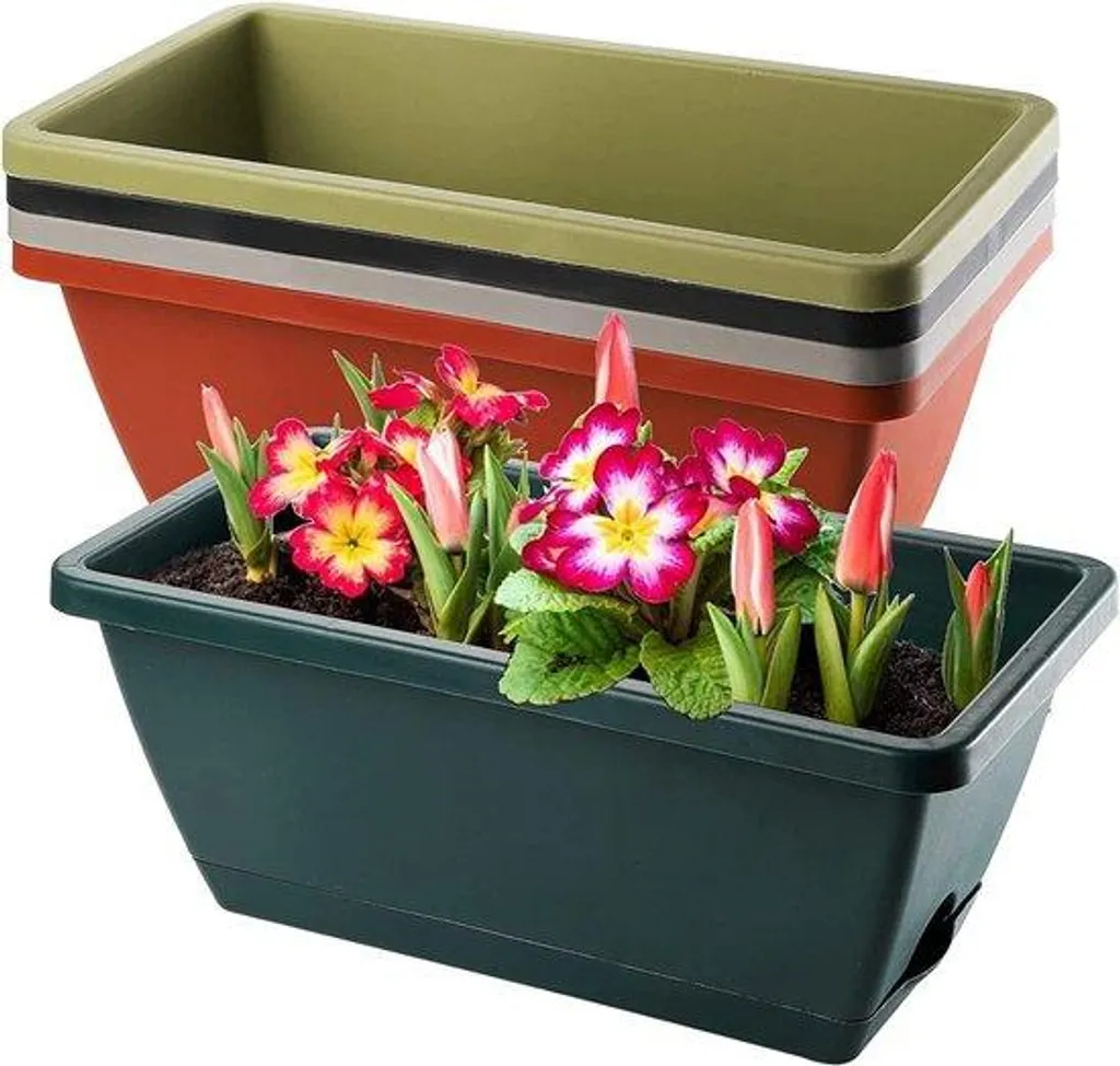 Jardinières en plastique - Lot de 5 pièces robustes pour fleurs et plantes