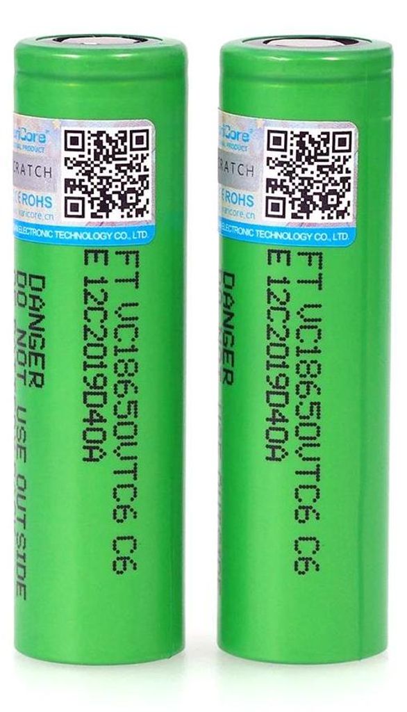 18650 VTC6 - Li-Ion Akku - 3,7V 3000mAh - 20A Hochstrom-Entladung - Wiederaufladbar für Taschenlampe, E-Zigarette, Werkzeug - 2er Pack