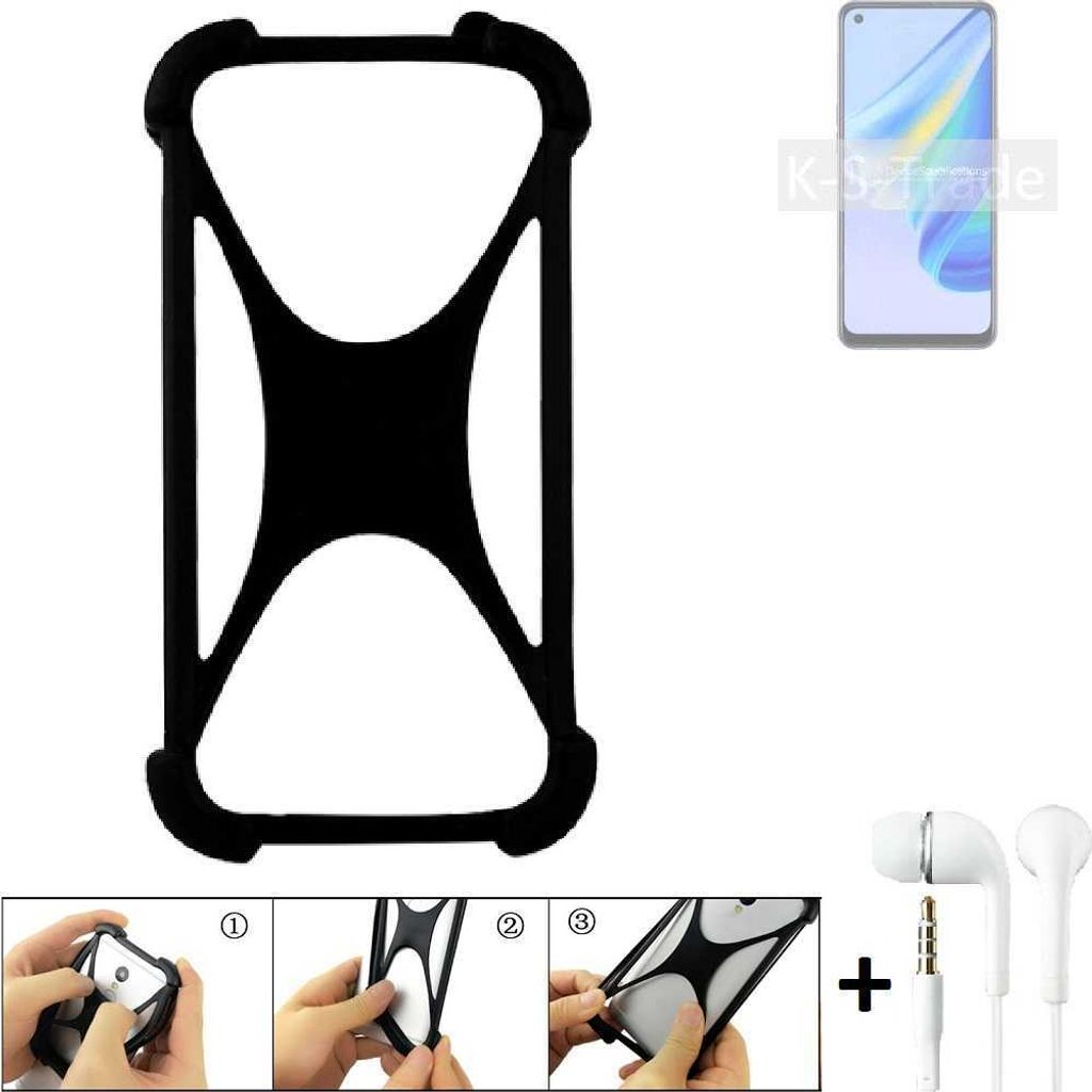 K-S-Trade Handy-Hülle + headphones kompatibel mit Oppo Reno6 Lite Schutz-Hülle Bumper Silikon Cover Case Silikoncase Silikonbumper TPU Softcase