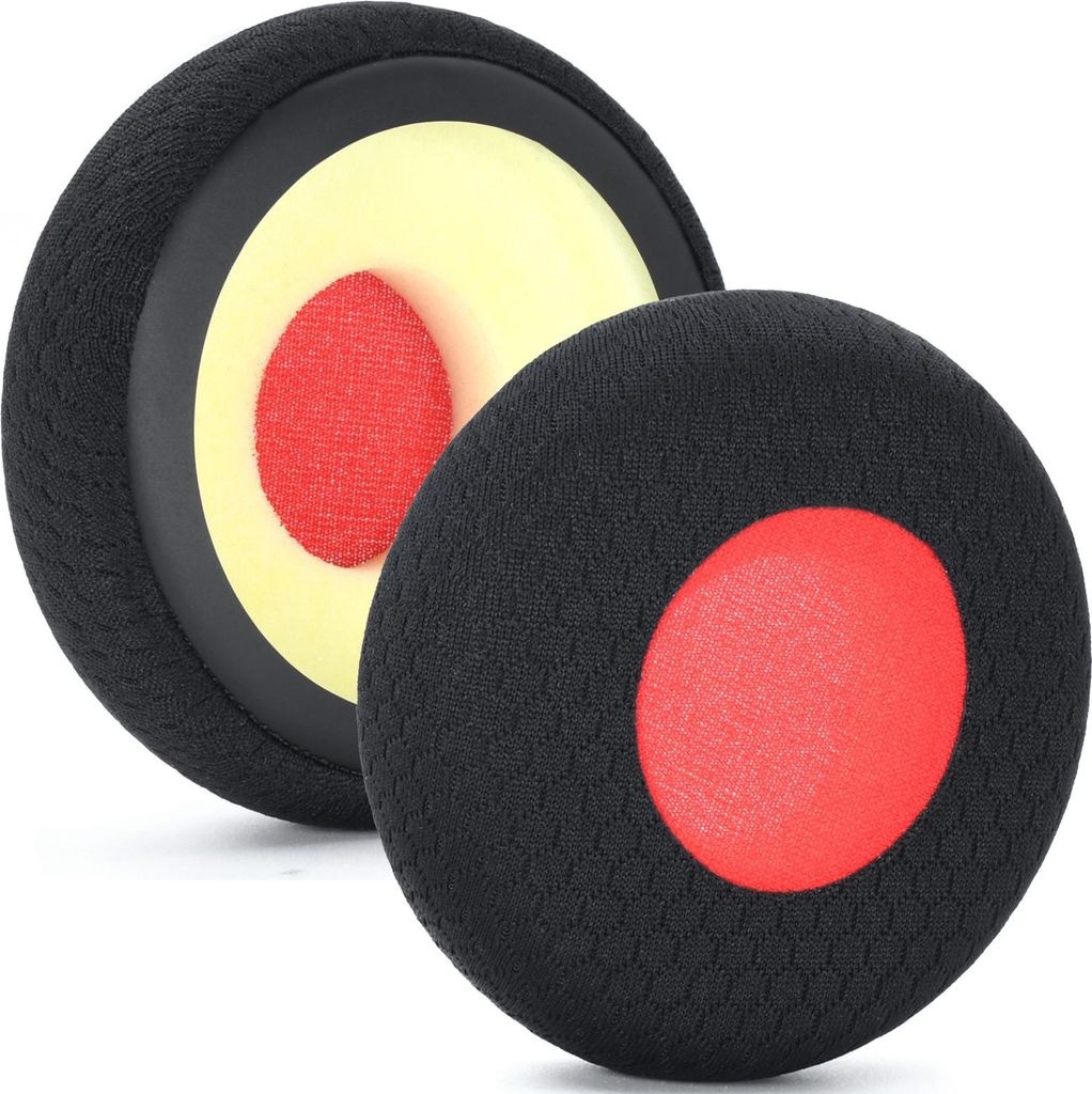 INF 2er-Pack Ohrpolster aus Fußballnetz für Jabra Evolve & Plantronics Voyager rot+schwarz