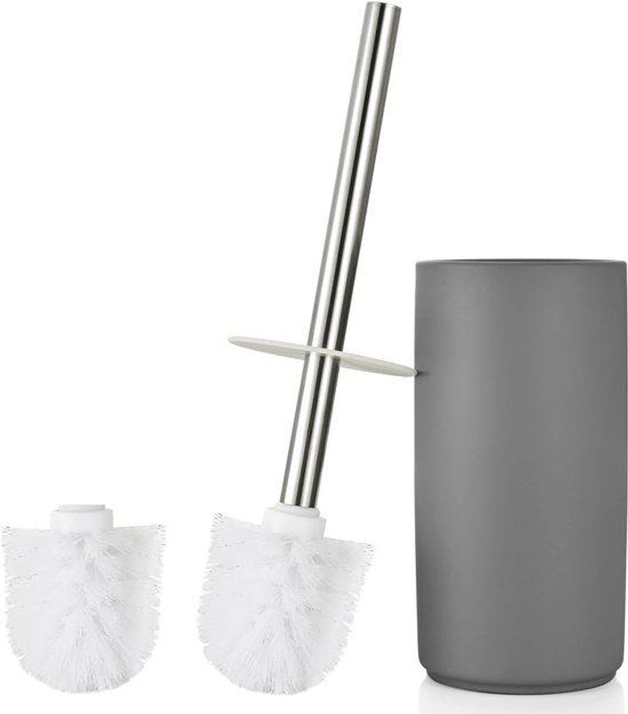 Keramische WC-borstelset mit 2 weißen Borstelköpfen und Keramikhalter