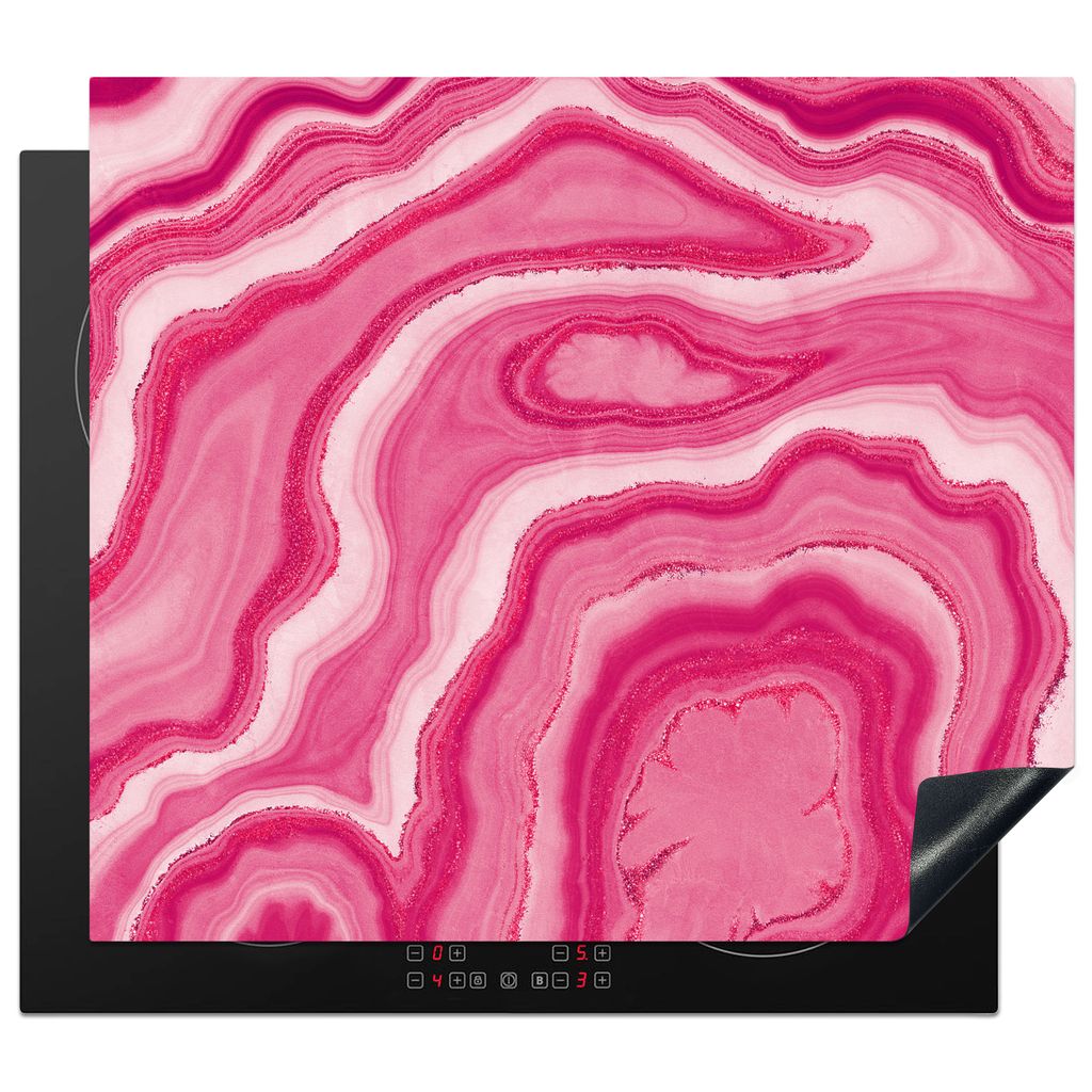 KitchenYeah Herdabdeckplatte Rosa - Geode - Achatstein - Edelsteine , 59x52cm, Küche Deko, Glaskeramikkochfeld Herdabdeckung, Abdeckplatte fùr ...