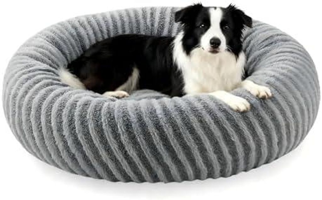 Pawk Hundebett Mittelgroße Hunde, Große Katzenbett Flauschig, Hundekorb Waschbar Abnehmbar, Rund Hundebett rutschfest Füllung Granulat und Memor...