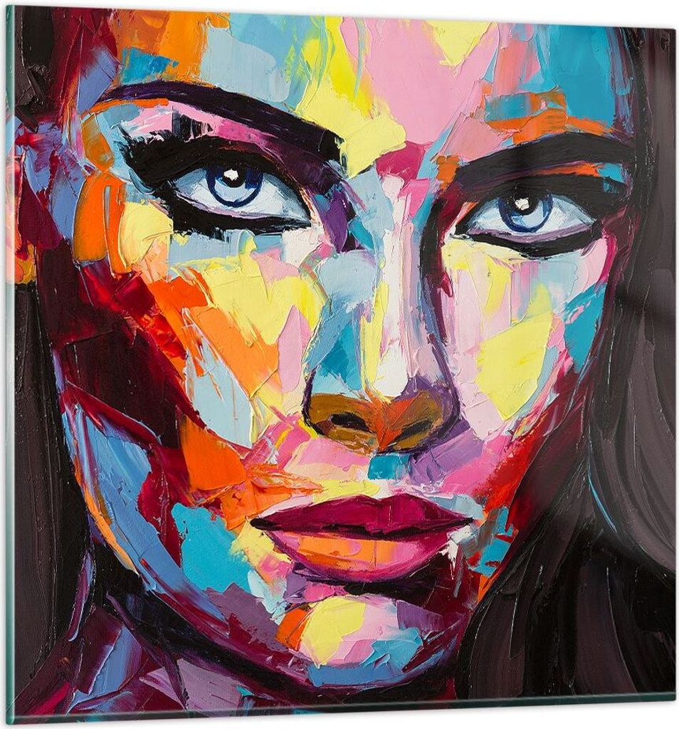 Bilder auf glas - Mädchen Gesicht - 40x40cm - Glasbilder - Wandbilder - Kunstdruck - zum Aufhängen bereit - Wanddekoration aus Glas - Glas Bilder...