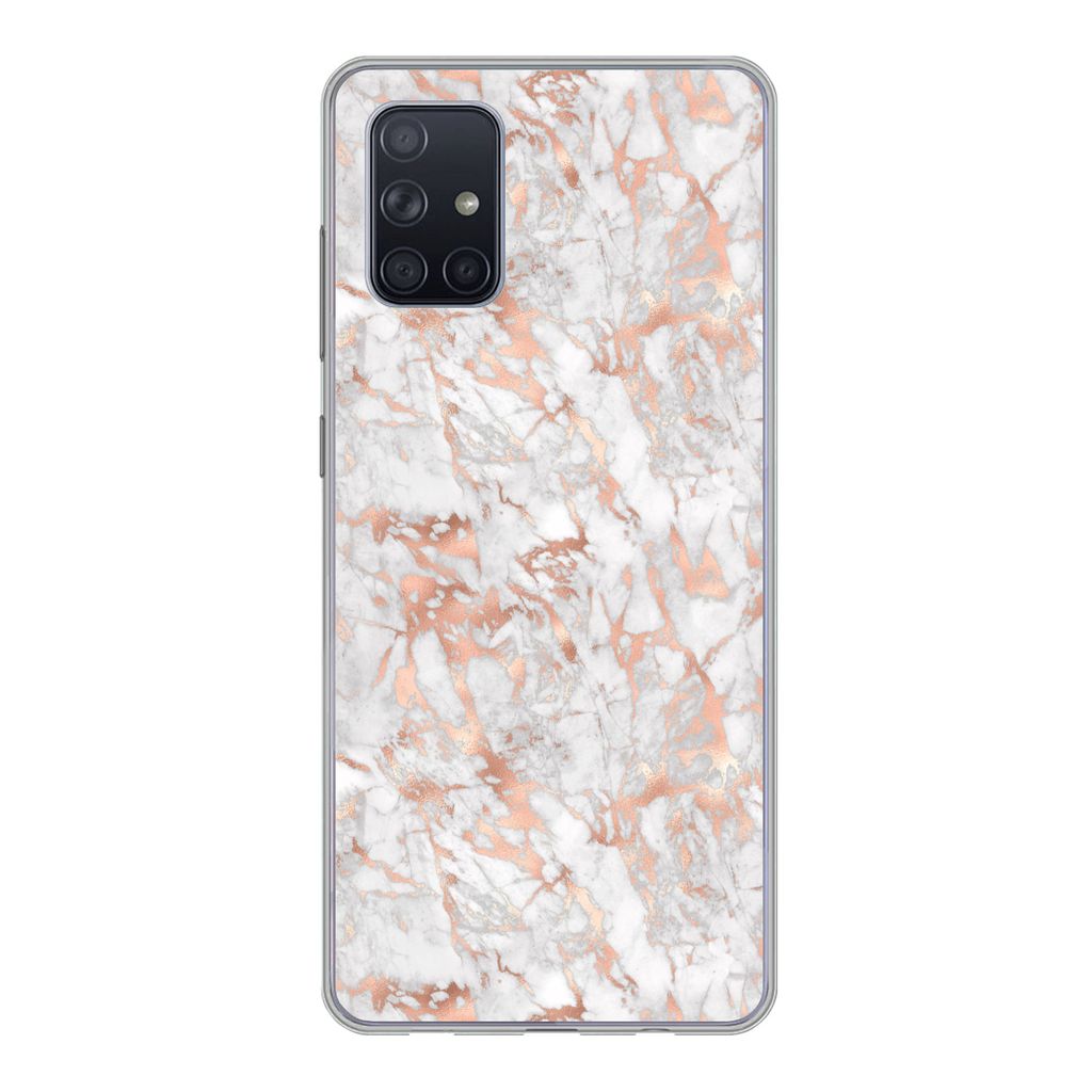 MuchoWow Handyhülle Schutzhülle Hülle für Samsung Galaxy A51 5G Marmor - Roségold - Luxus - Muster Silikon Softcase Handy Hülle - Abbildung