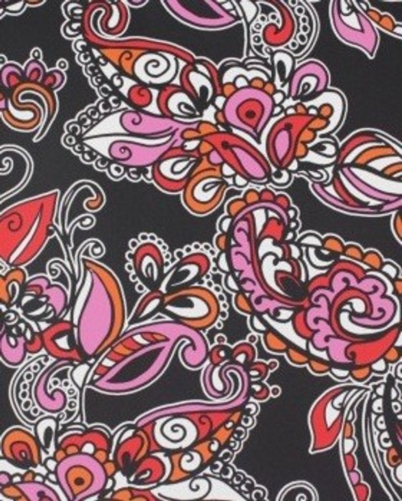 ESTAhome Tapete funky Blumen und Paisleys Schwarz und Rot 53 cm x 10.05 m