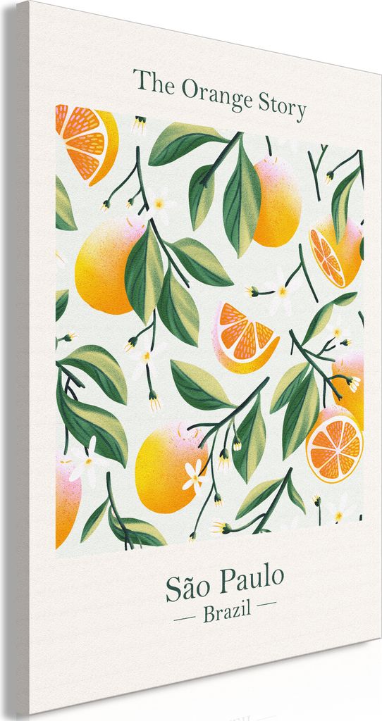 Italienischer Leinwand Leinwandbild - The Orange Story (1 Part) Vertical 60x90 cm Blumen b-C-1022-b-a