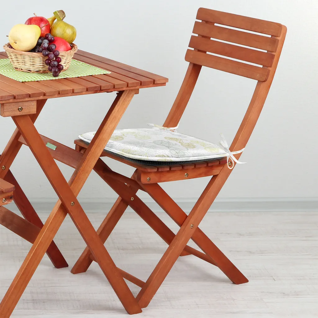 ABAKUHAUS Imbottitura per sedie da sala da pranzo, stile retrò classico pastello, cuscino decorativo impermeabile con cinturini per sedie da cucina, 40 cm x 40 cm, confezione da 4, blu cadetto cammello - 3