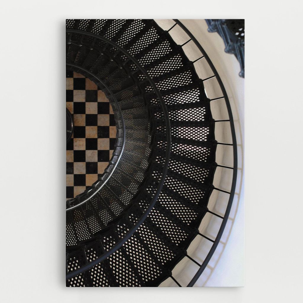 ARTHUB Leinwandbild 80x120 cm, Beautiful Black Stairs | Wohnzimmerdekoration, Hängende Bilder, Wanddekoration, Heimdekoration, Abstrakte, Optisc...