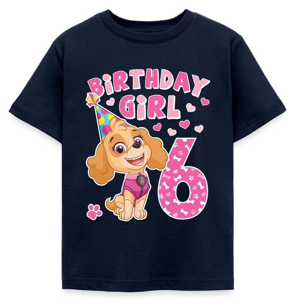Spreadshirt Paw Patrol Geschenk 6 Jahre Alt 6. Geburtstag Skye Kinder T-Shirt, 122/128 (7-8 Jahre), Navy
