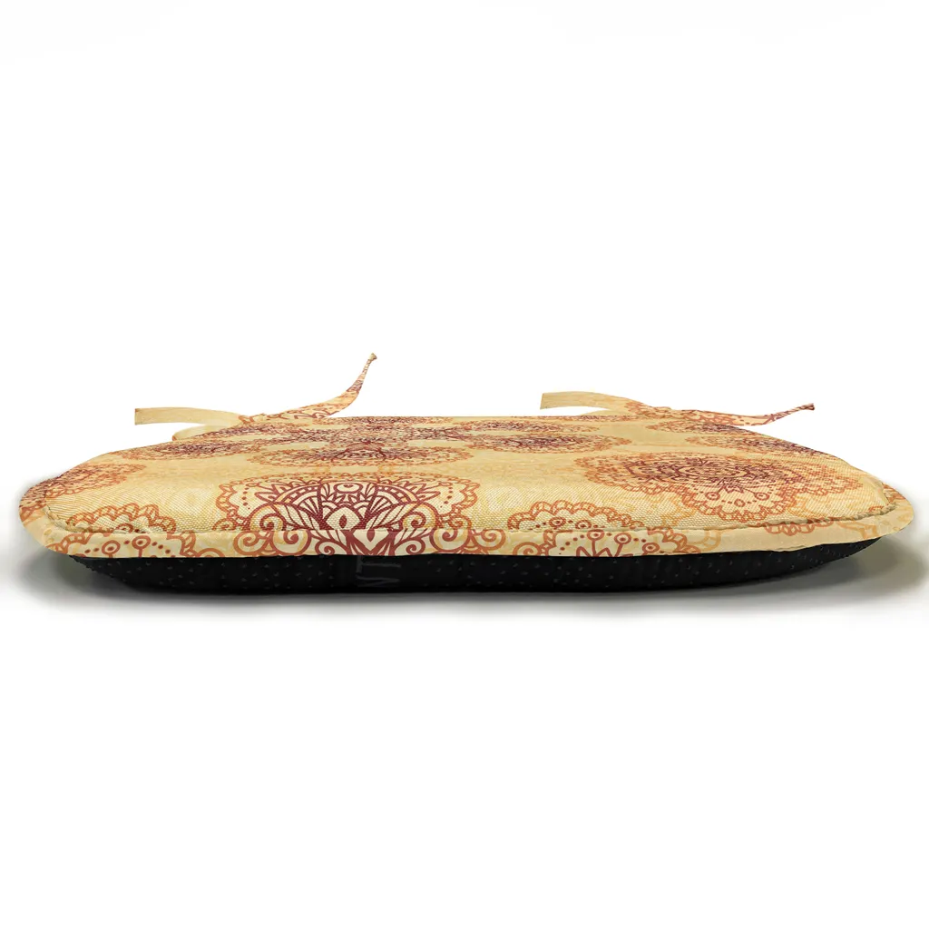 ABAKUHAUS Rivestimenti etnici per sedie da sala da pranzo, ornamenti orientali vintage, cuscini decorativi impermeabili con cinturini per sedie da cucina, 40 cm x 40 cm, confezione da 12, arancione scuro albicocca - 2