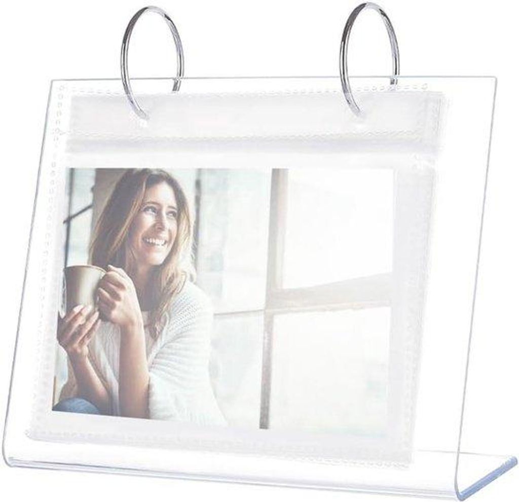 Vertikales Flip-Fotoalbum mit Acryl-Hülle, 17 Seiten und 34 Fotolisten - Desktop-Display-Stand