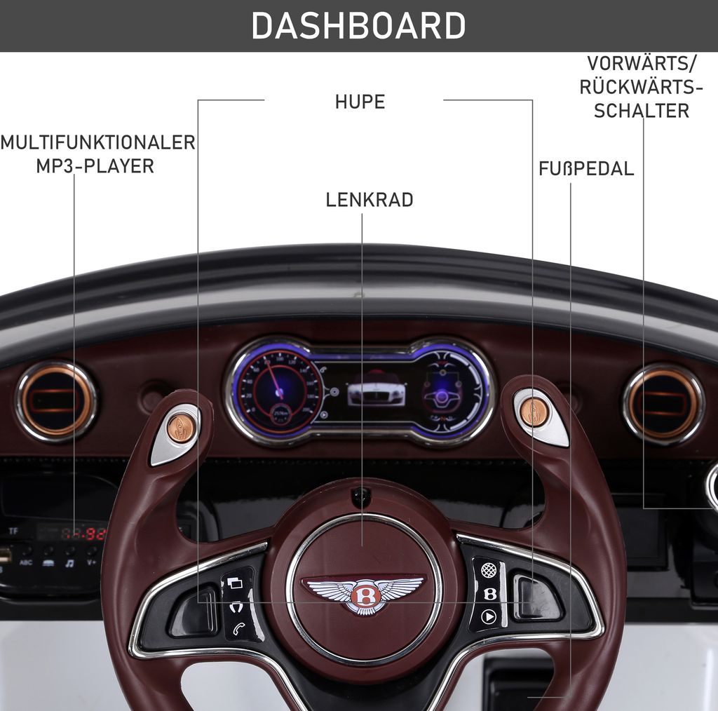 Homcom HOMCOM samochód dla dzieci Bentley GT samochód Zdjęcie produktu 6