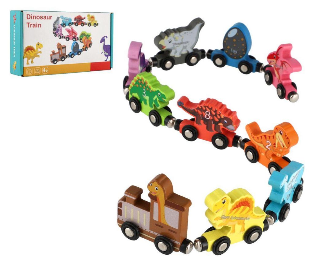 Vlak/Vláček s vagóny dinosaurus na magnety 10ks dřevo v Obrázek produktu 