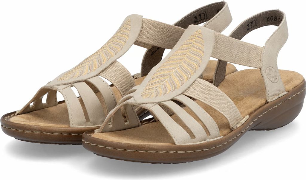 Rieker 608C0 62 Damen Keilsandale Beige, Beige, Gr. 37