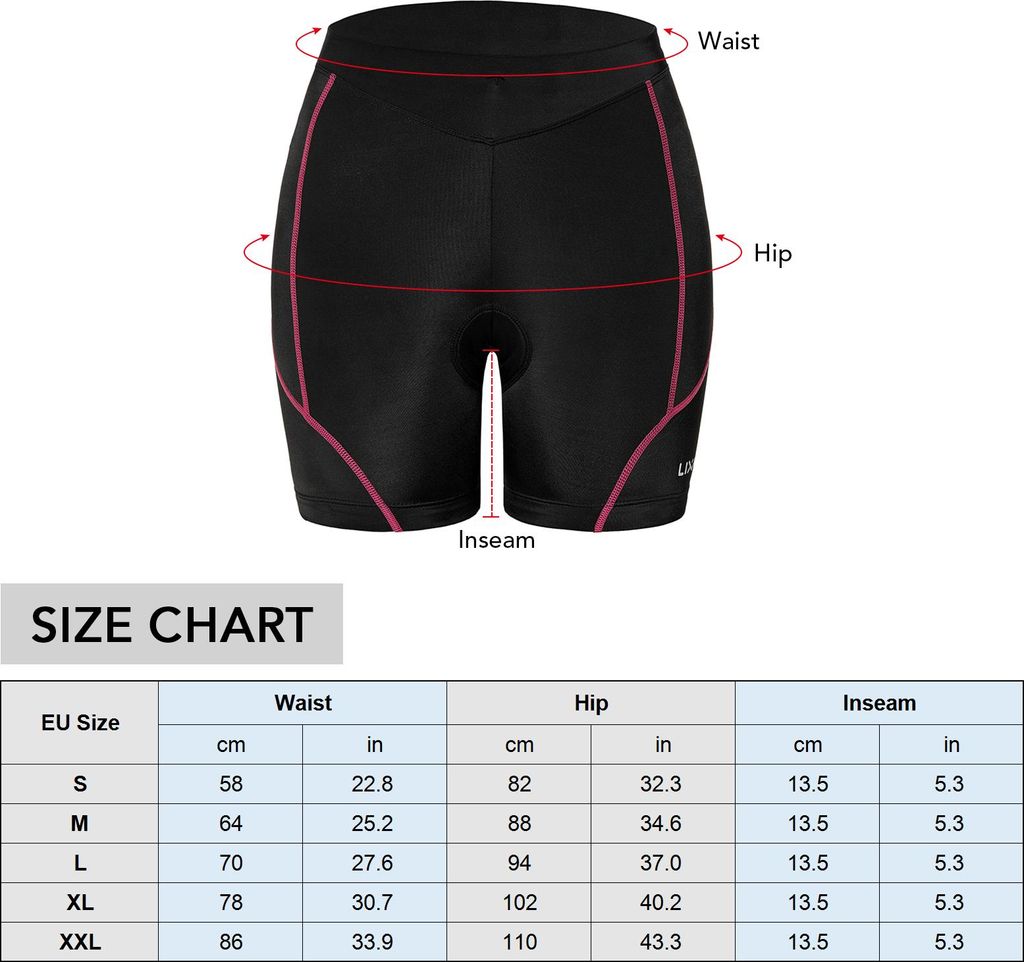 Lixada Damen Fahrrad gepolsterte Shorts Zyklus 3D Unterwäsche Fahrradpolsterung Reiten Radfahren