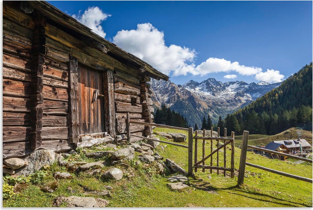 ARTland Wandbild Alu für Innen & Outdoor Alte Berghütte, Steiermark, Österreich Größe: 60x40 cm
