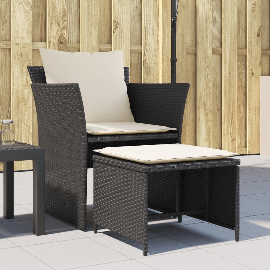 Maison Exclusive - Gartenstuhl mit Fußhocker Schwarz Poly Rattan