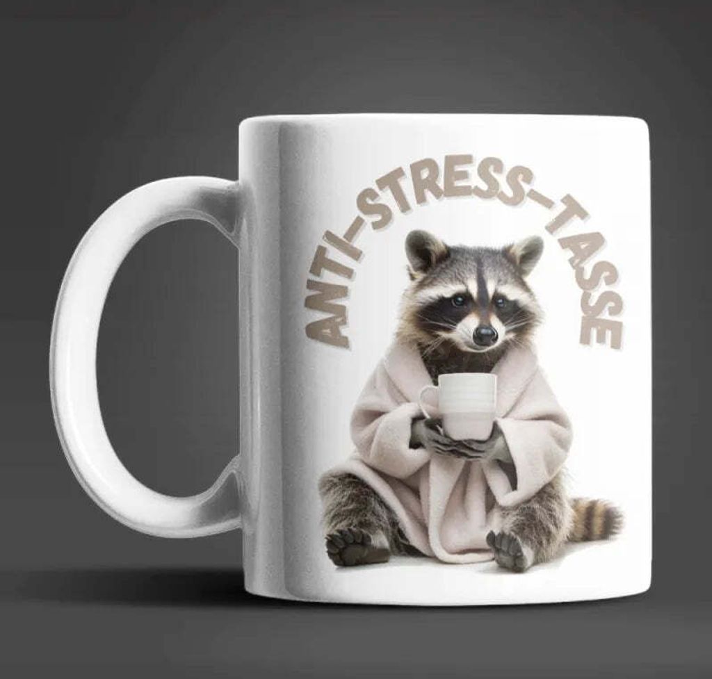 Waschbär Anti Stress Keramik Kaffeetasse Teetasse Tasse Produktbild 